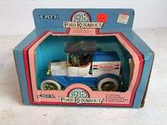 (3) Ertl diecast model car coin banks - '48 Chevy, '18 Ford, and '26 Mack "Bulldog" - (2) 1/25 scale