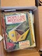 Tote of vintage items - plate, signs/pictures, and more