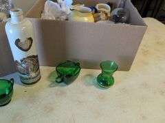 (2) boxes of miscellaneous glassware and decor
