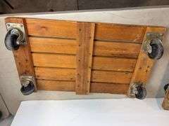 (2) wooden appliance carts and (1) small cart