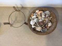 Decorative bowl with stand and shells