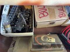 (3) tool boxes with electrical supplies, saw, drill and sand kit, and wrenches