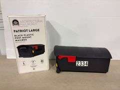 Black plastic post mount mailbox patriot large