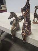 LOT OF WOODEN GIRAFFE AND ZEBRA FIGURINES