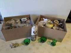 (2) boxes of miscellaneous glassware and decor