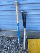 Tonka metal dump truck, (3) aluminum bats, Berlin Flyer wagon rails and misc.