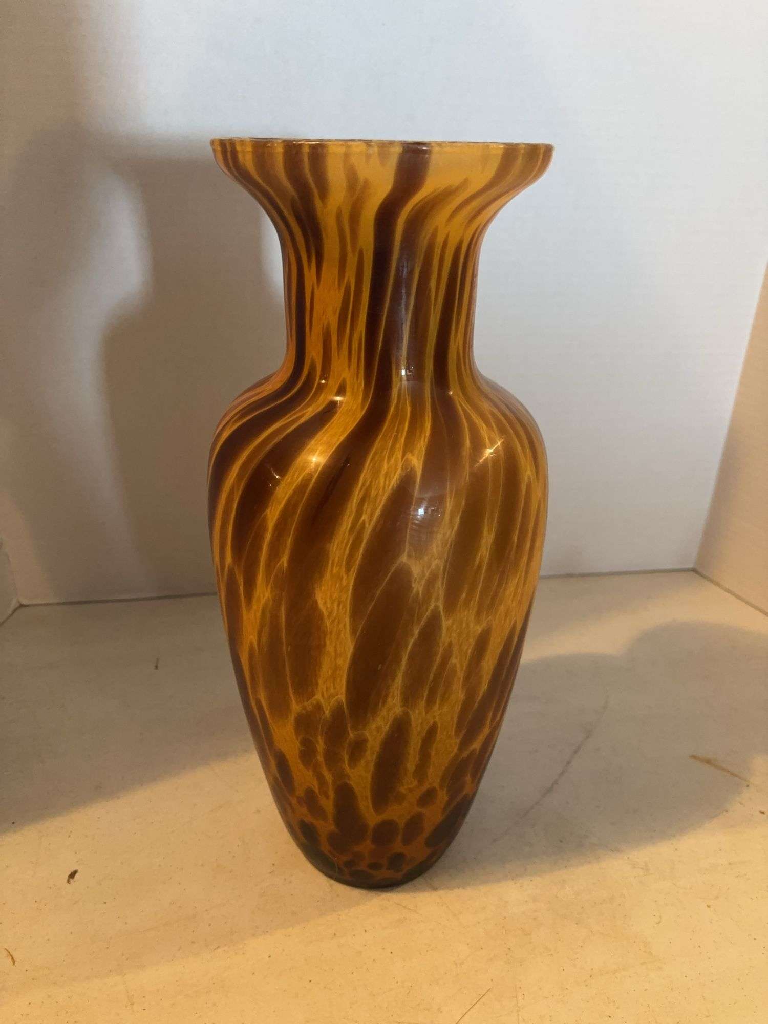 14.5” TORTOISE SHELL GLASS VASE
