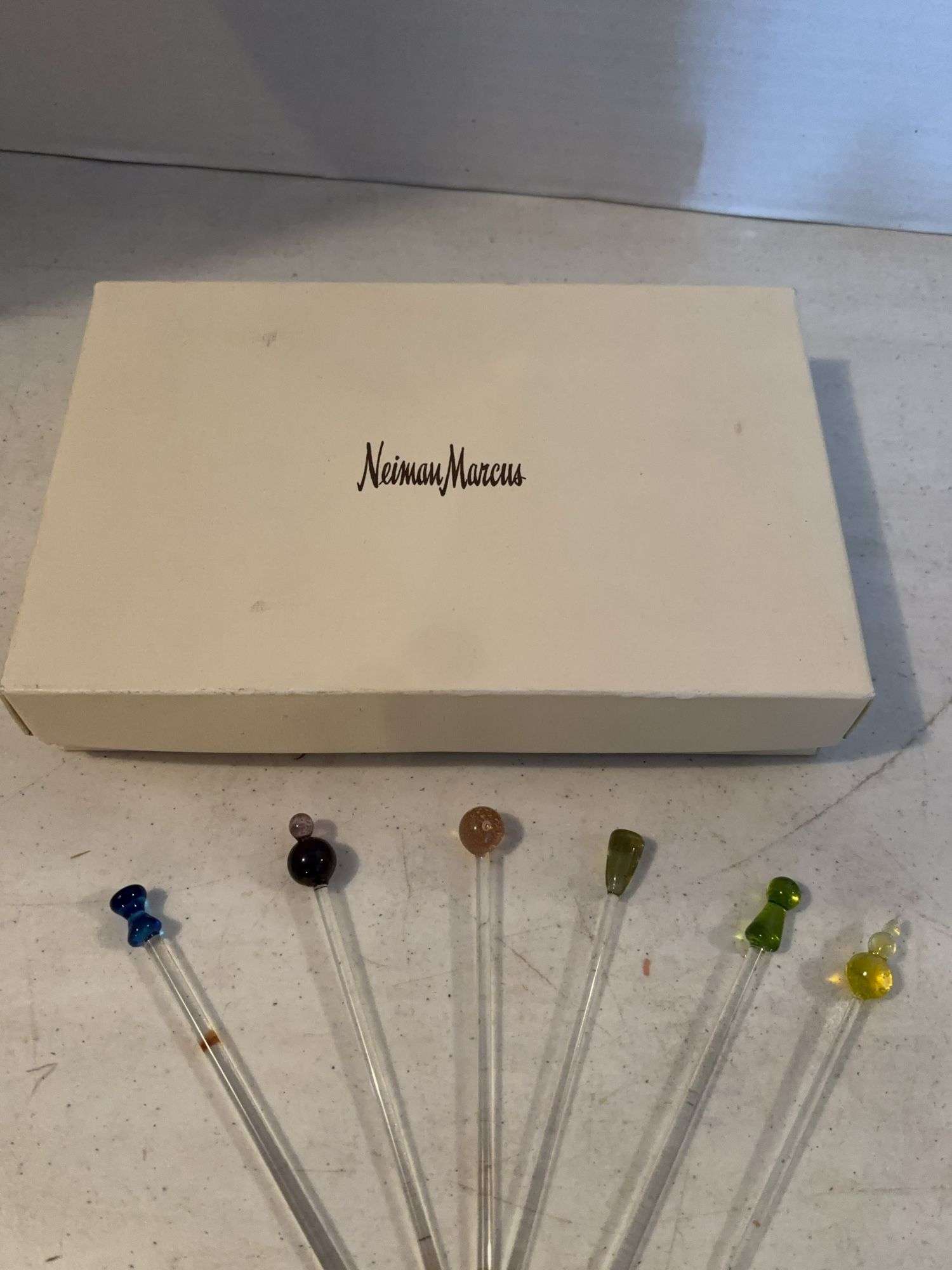 6 GLASS DRINK STIRRERS NEIMAN MARCUS