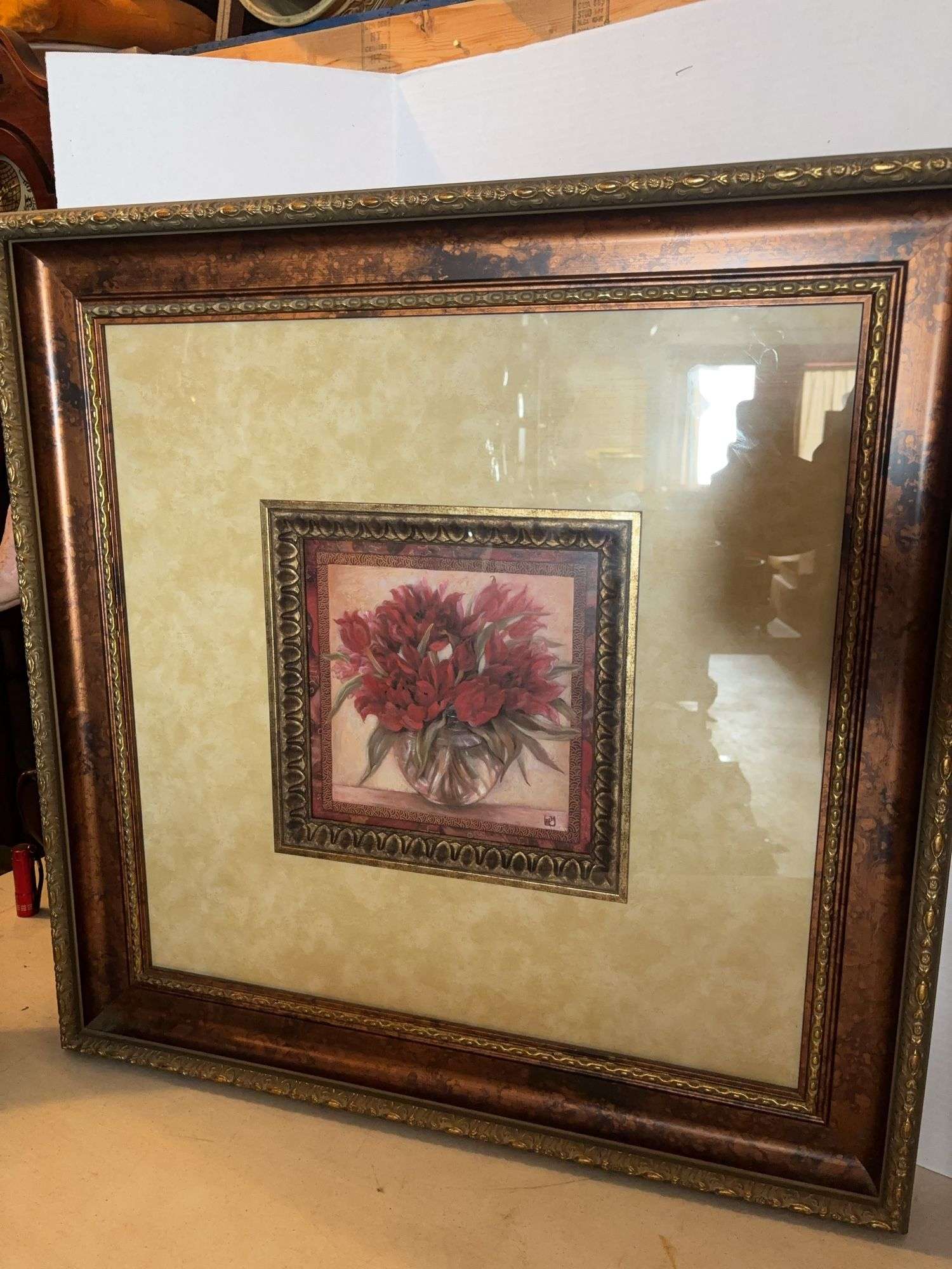 30” x 30” FRAMED WALL DECOR FLOWERS NICE