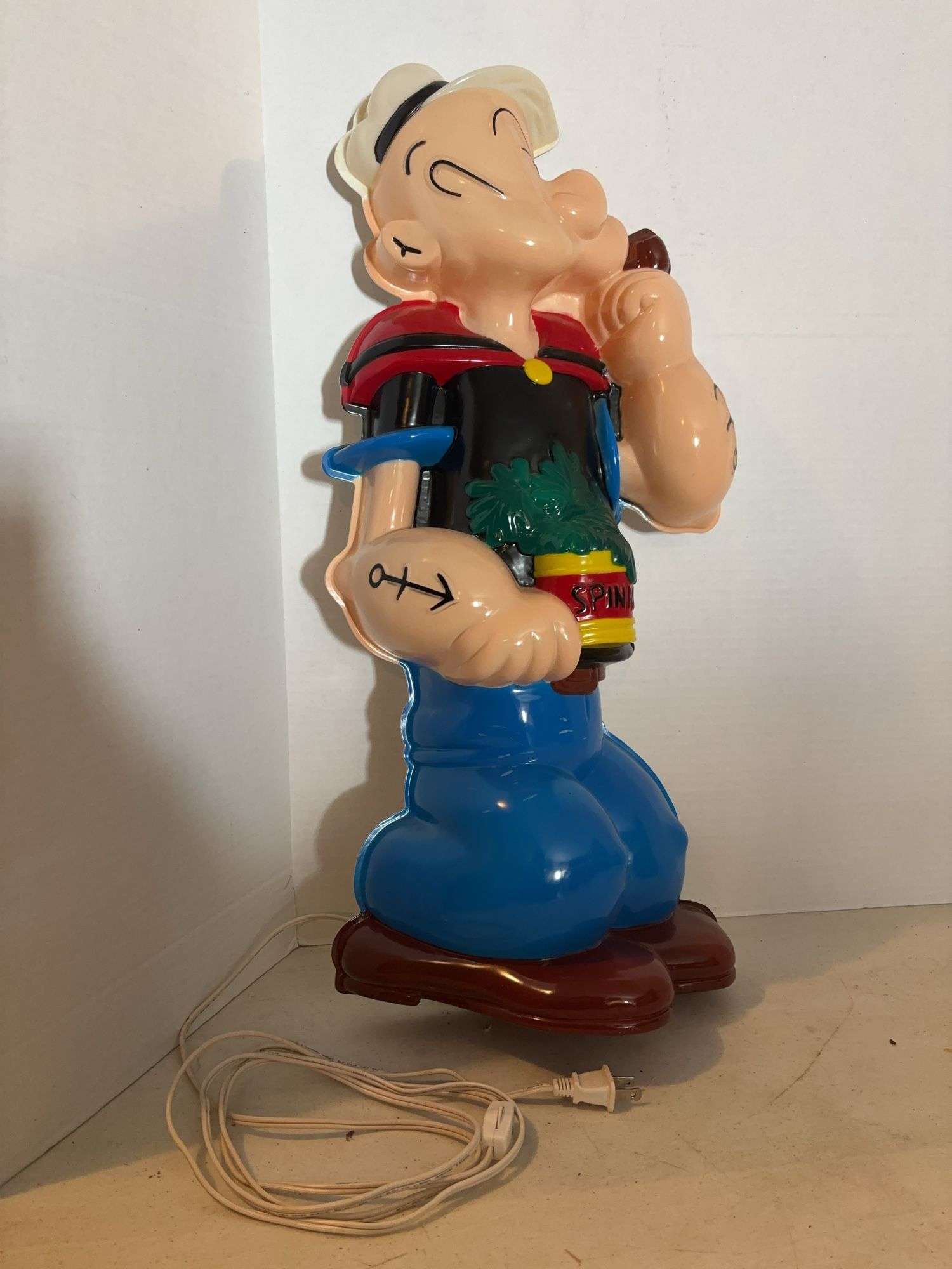 1992 16” POPEYE THE SAILOR MAN LIGHT UP GLOBE STAND