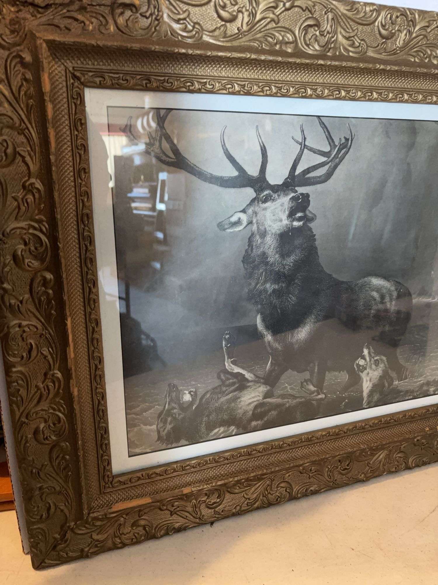 27” x 23” ANTIQUE DECORATIVE FRAMED ART