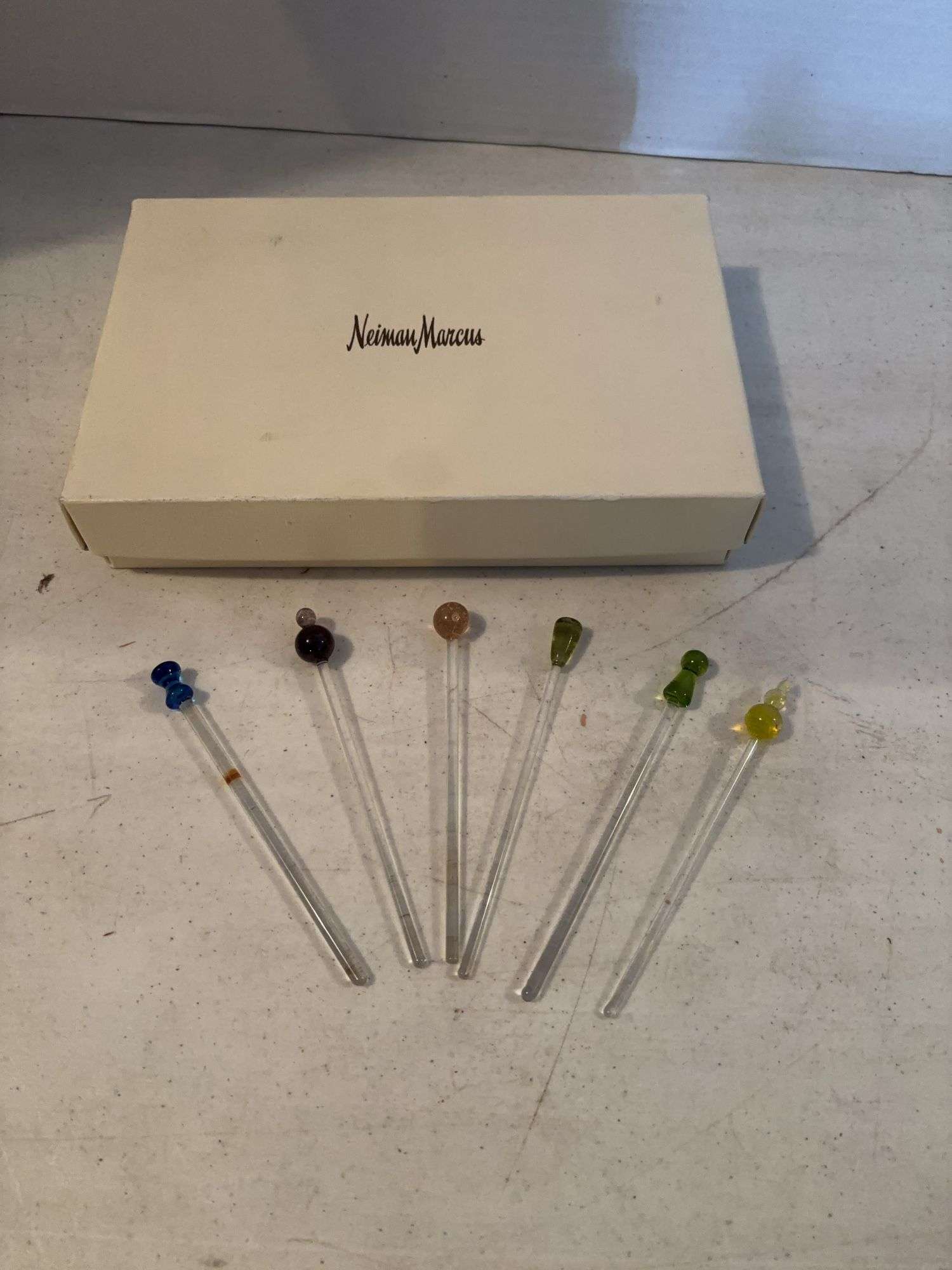 6 GLASS DRINK STIRRERS NEIMAN MARCUS