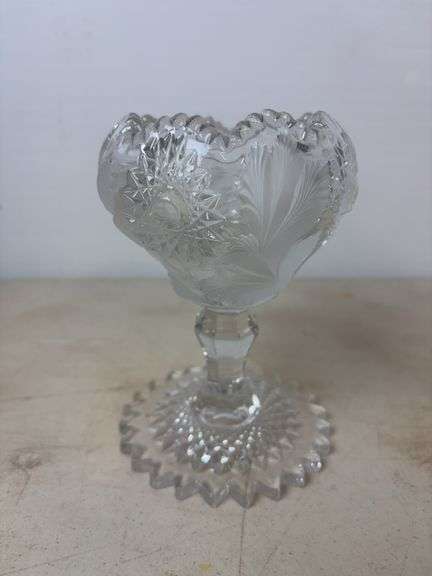Millersburg Glass - Hobstar and Feather frosted compote