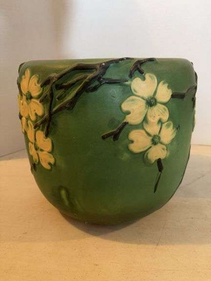 WELLER POTTERY DOG WOOD JARDINIERE 11”