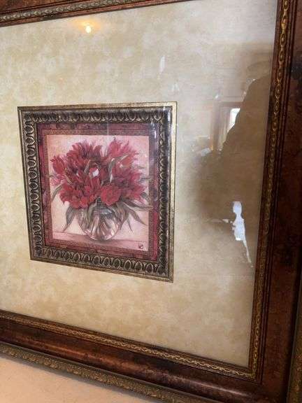 30” x 30” FRAMED WALL DECOR FLOWERS NICE