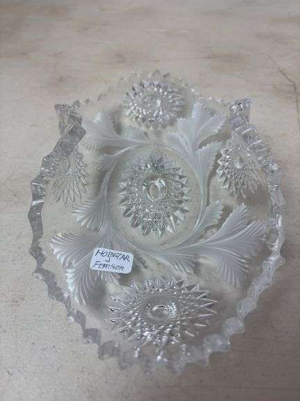 Millersburg Glass - Hobstar and Feather frosted dish