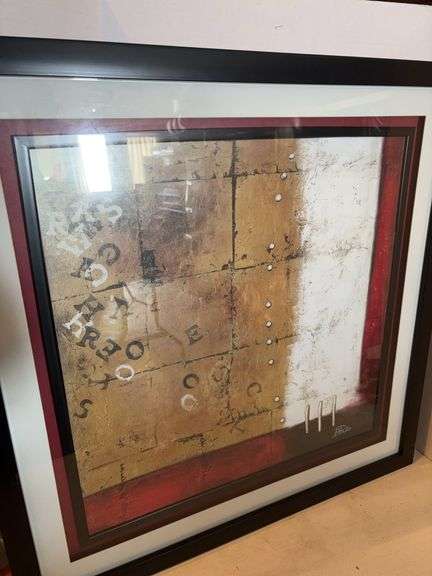 MODERN WALL ART PICTURE FRAMED SIGNED 32” x 32”