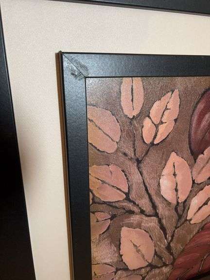 28.5” x 28.5” LEAF DESIGN FRAMED SIGNED