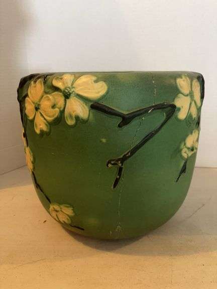 WELLER POTTERY DOG WOOD JARDINIERE 11”