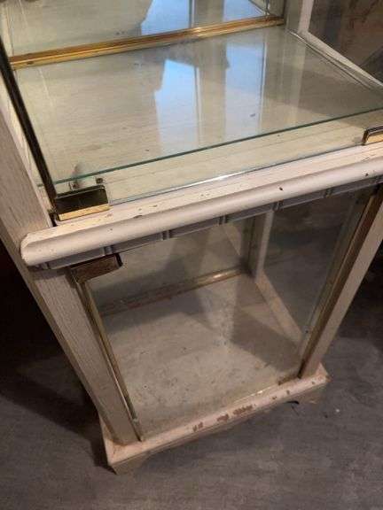 LIGHT UP CORNER CURIO CABINET 76”t x 17”w x 14”d