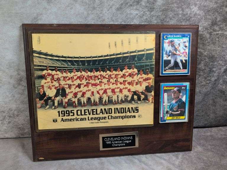1995 Cleveland Indians American League Champions plaque - photograph, Joey Belle and Carlos Baerga c