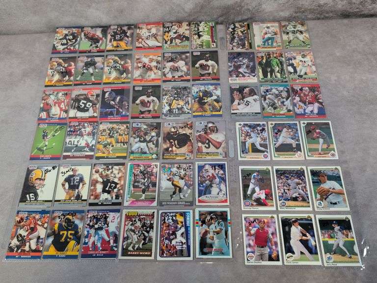 (6) binder sleeves of football and baseball cards - 90s and mostly stars