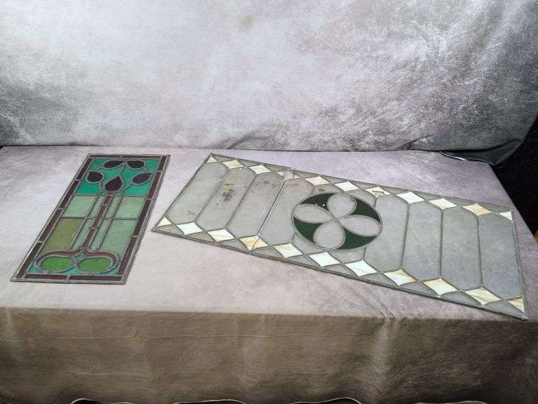 (2) stained glass pieces - (1) broke and missing pieces