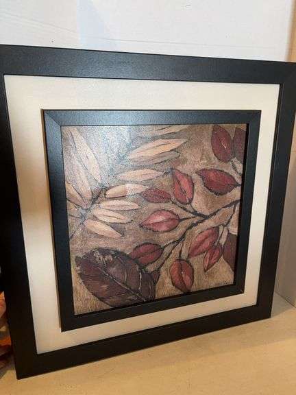 28.5” x 28.5 LEAF DESIGN FRAMED SIGNED