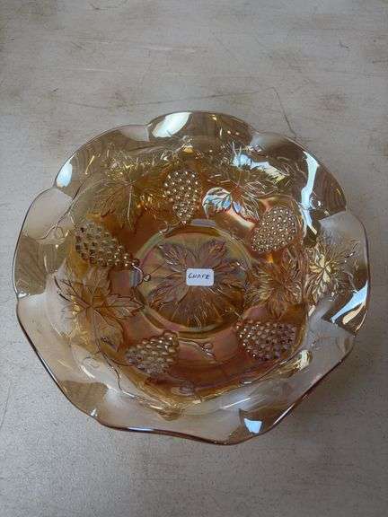 Millersburg Glass grape bowl - marigold