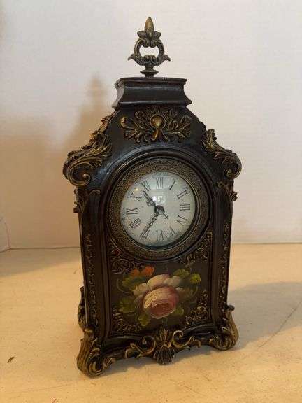 QUARTZ FLORAL MANTLE CLOCK