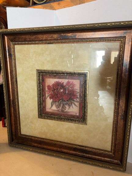 30” x 30” FRAMED WALL DECOR FLOWERS NICE