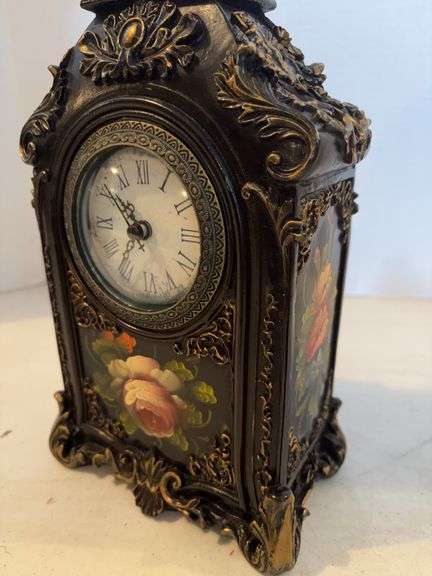 QUARTZ FLORAL MANTLE CLOCK