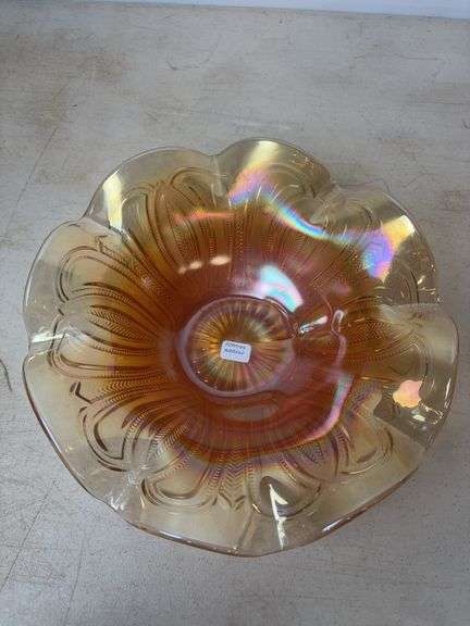 Millersburg Glass feather arrow bowl - marigold