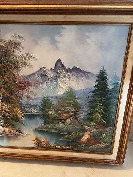 29” x 25” SCENIC FRAMED CANVAS PAINTING