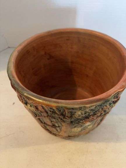 WELLER POTTERY WOOD FOREST JARDINIERE 8” x 9”