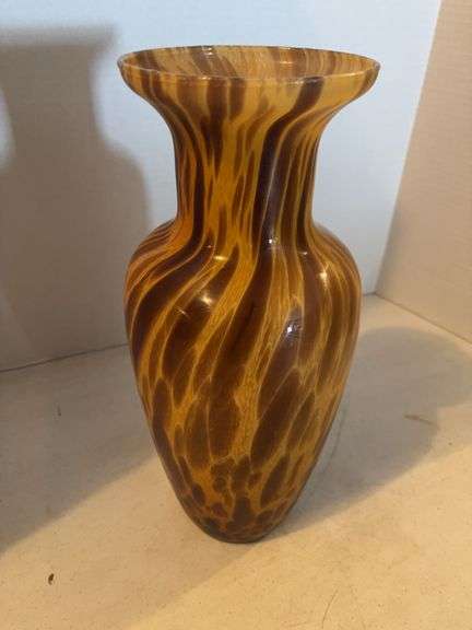 14.5” TORTOISE SHELL GLASS VASE