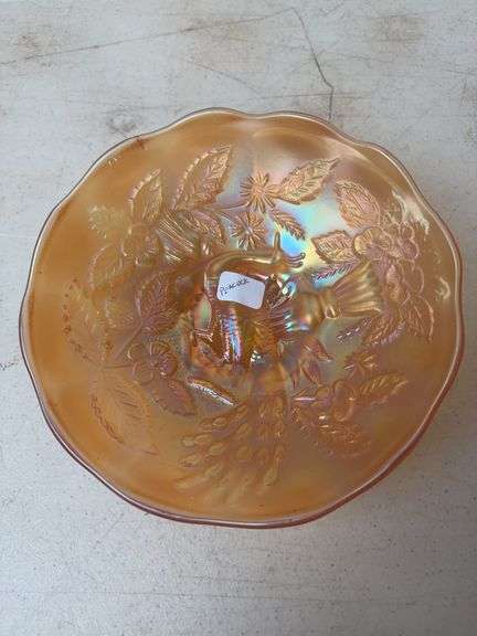 Millersburg Glass peacock sauce - marigold