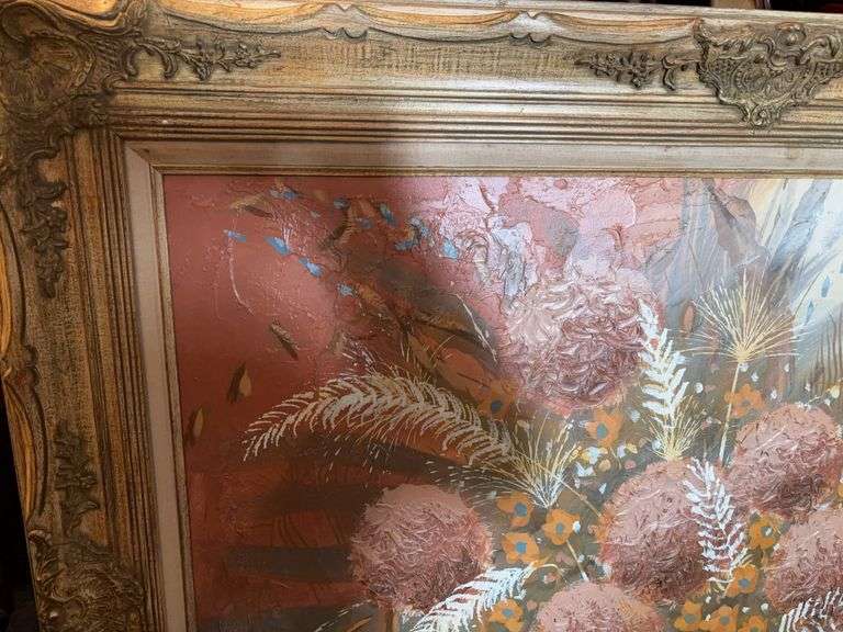 50” x 40” CANVAS DECORATIVE FRAME SIGNED OIL PAINTING
