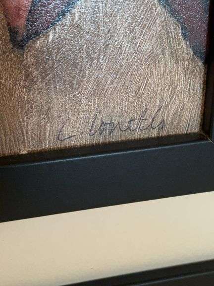 28.5” x 28.5 LEAF DESIGN FRAMED SIGNED