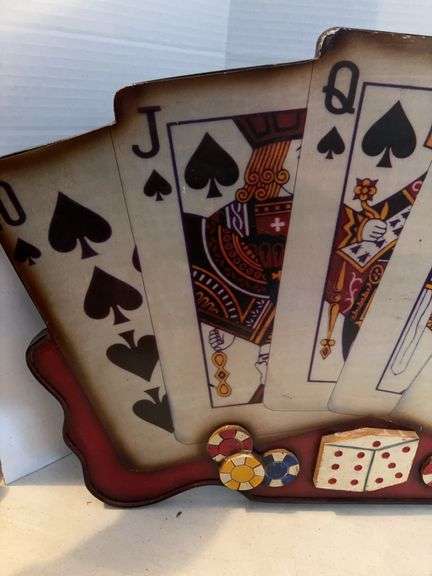 31” x 20” DECK OF CARDS WALL ART ROYAL FLUSH