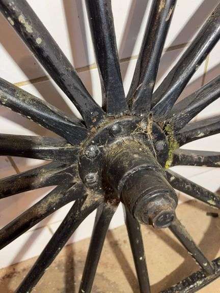 Antique wooden buggy wheel - black - see photos for condition - Kaufman ...
