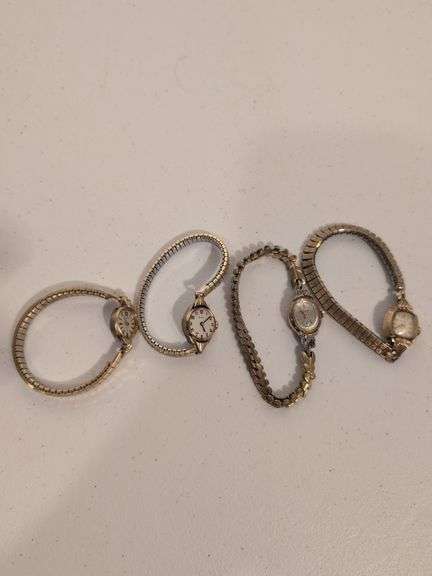 (4) Bulova 10k Gold RGP womans cocktail watches - see photos for condition