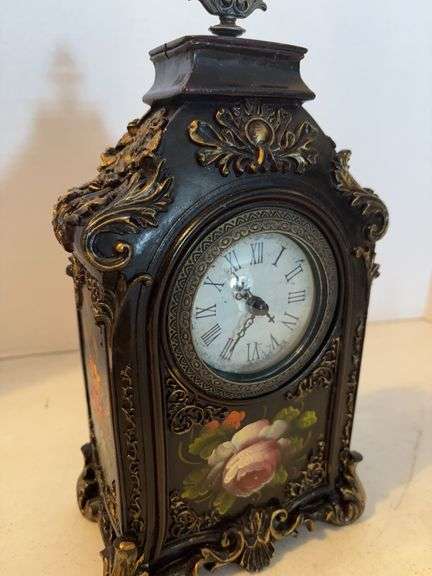 QUARTZ FLORAL MANTLE CLOCK