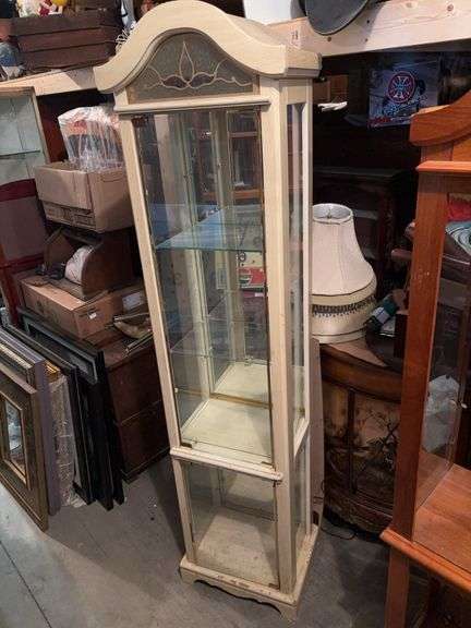 LIGHT UP CORNER CURIO CABINET 76”t x 17”w x 14”d