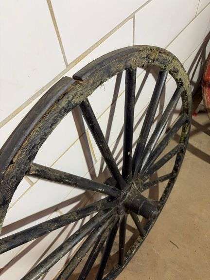 Antique wooden buggy wheel - black - see photos for condition - Kaufman ...