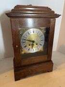 WESTERN GERMANY MANTLE WINDUP CLOCK WITH KEY 11”x 17”