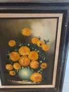 27” x 23” FRAMED FLOWER SIGNED CANVAS