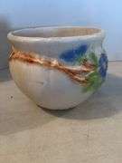 8” ROSEVILLE POTTERY JARDINIERE WITH BLUE FLOWERS