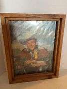 16.5 x 13” OAK FRAME WITH ROY RODGERS PUZZLE