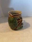 7” MAJOLICA FROG POTTERY PITCHER